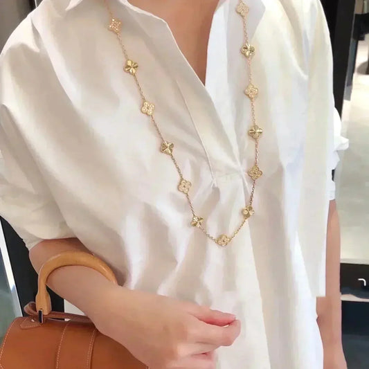 [Panda Jewelry]CLOVER 20 MOTIFS LASER DIAMOND NECKLACE