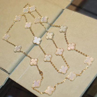 [Panda Jewelry]CLOVER 20 MOTIFS WHITE MOP NECKLACE