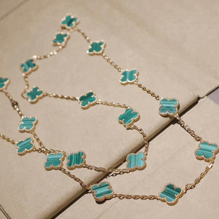 [Panda Jewelry]CLOVER 20 MOTIFS MALACHITE GOLD
