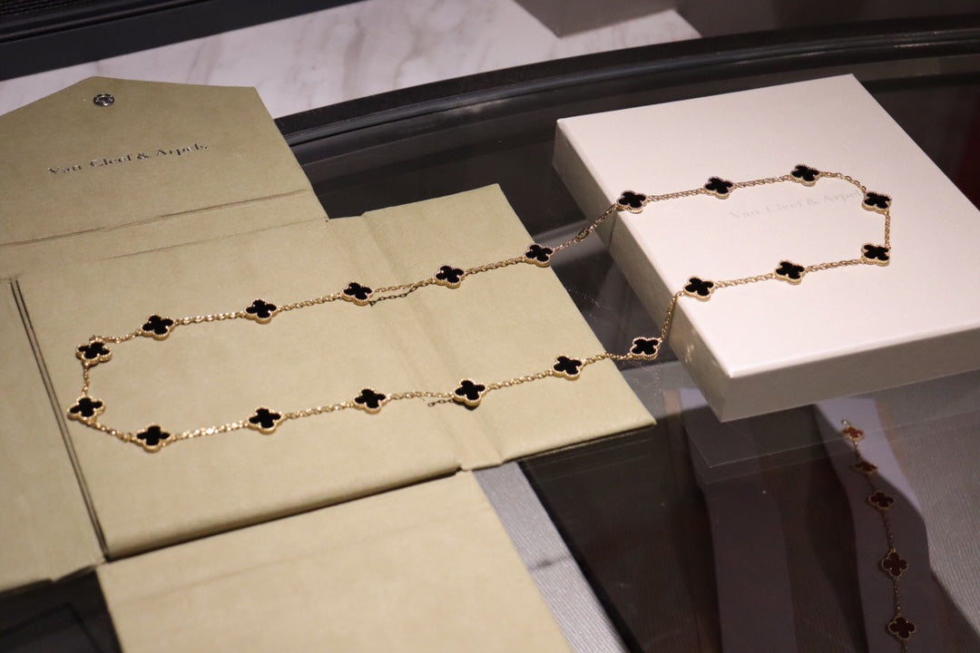[Panda Jewelry]CLOVER 20 MOTIFS ONYX ROSE GOLD