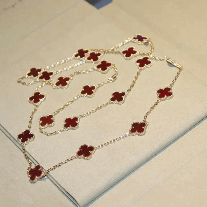 [Panda Jewelry]CLOVER 20 MOTIFS CARNELIAN NECKLACE