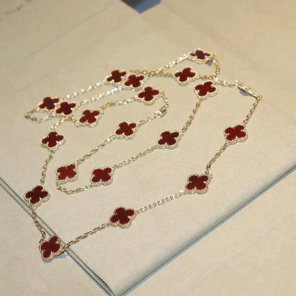 [Panda Jewelry]CLOVER 20 MOTIFS CARNELIAN NECKLACE