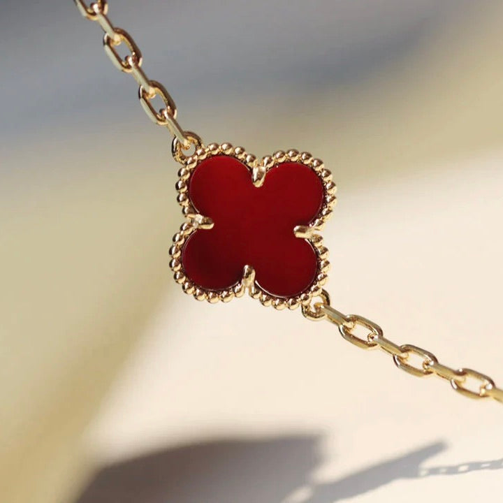 [Panda Jewelry]CLOVER 20 MOTIFS CARNELIAN NECKLACE