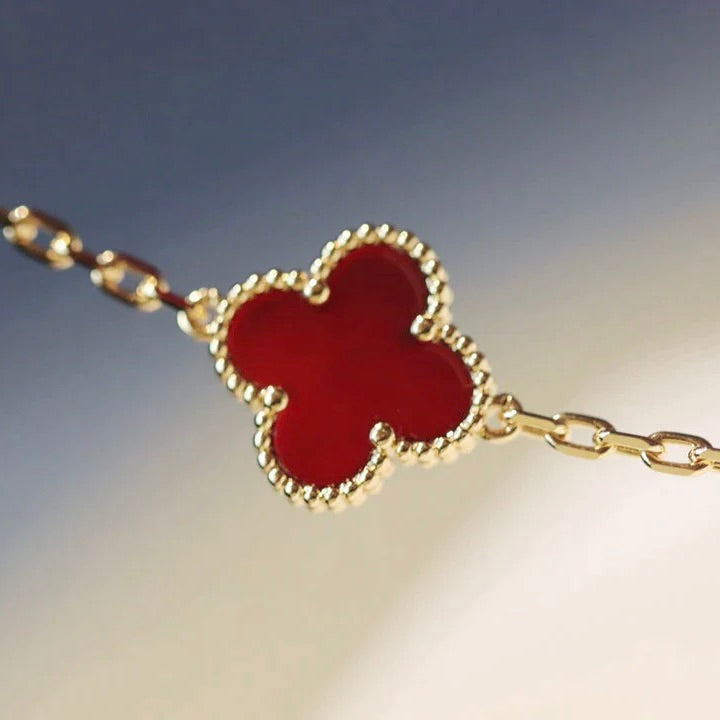 [Panda Jewelry]CLOVER 20 MOTIFS CARNELIAN NECKLACE