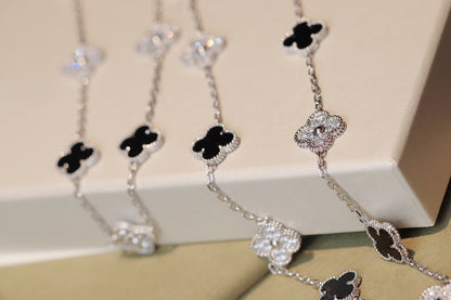[Panda Jewelry]CLOVER 20 MOTIFS ONYX DIAMOND SILVER