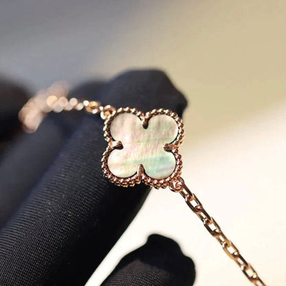 [Panda Jewelry]CLOVER 20 MOTIFS DARK MOP DIAMOND  NECKLACE
