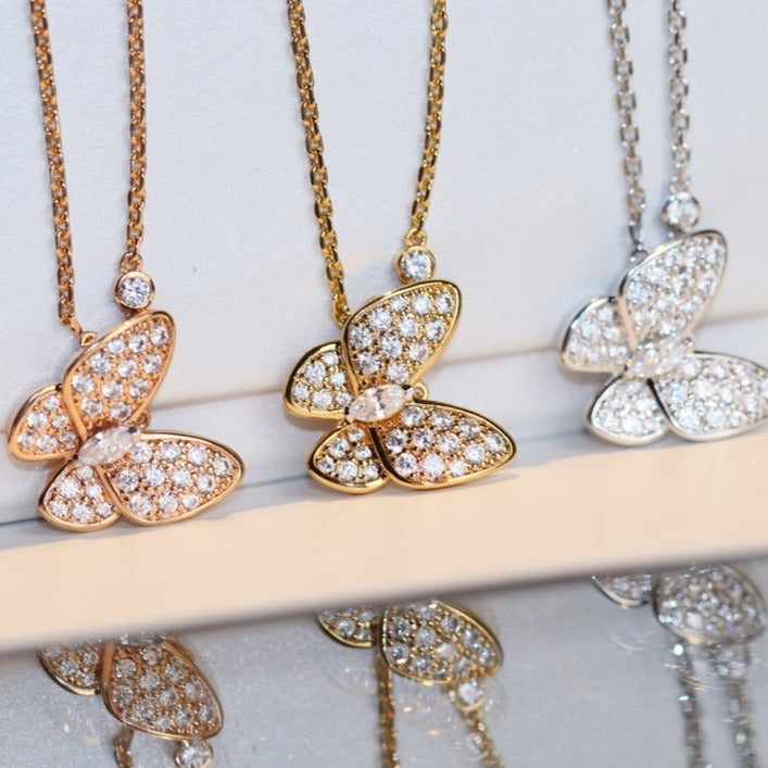 [Panda Jewelry]BUTTERFLY DIAMOND NECKLACE