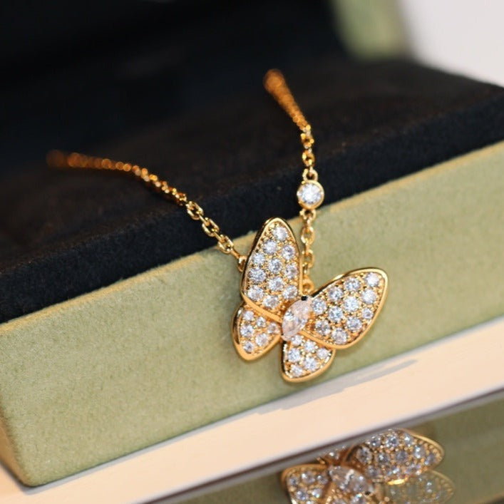 [Panda Jewelry]BUTTERFLY DIAMOND NECKLACE