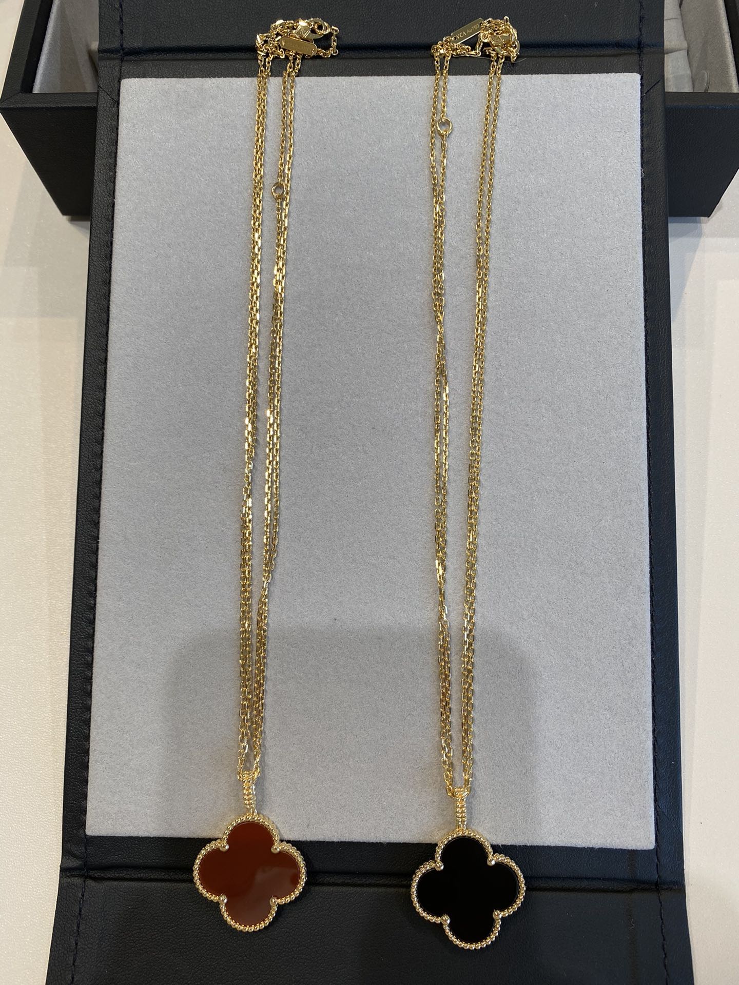 [Panda Jewelry]CLOVER 25MM NECKLACE GOLD CARNELIAN