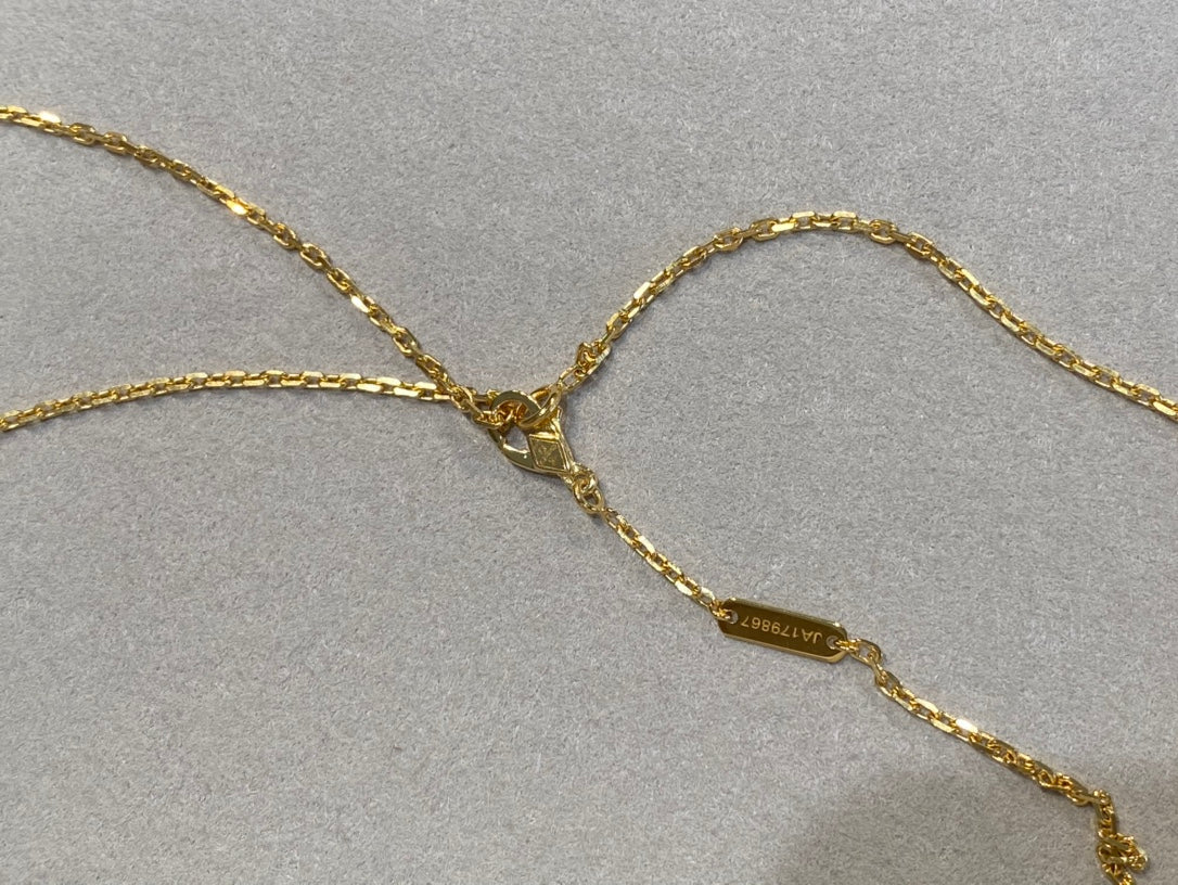 [Panda Jewelry]CLOVER 25MM NECKLACE GOLD CARNELIAN