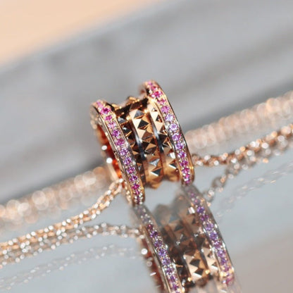 [Panda Jewelry]ZERO 1 ROCK PINK GOLD PINK DIAMOND NECKLACE