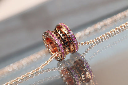 [Panda Jewelry]ZERO 1 ROCK PINK GOLD PINK DIAMOND NECKLACE