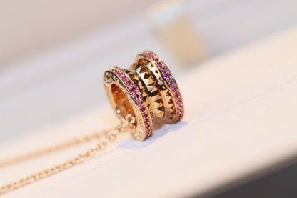 [Panda Jewelry]ZERO 1 ROCK PINK GOLD PINK DIAMOND NECKLACE