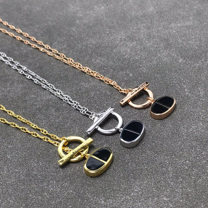 [Panda Jewelry]CHAINE VERSO BLACK CERAMIC  NECKLACE