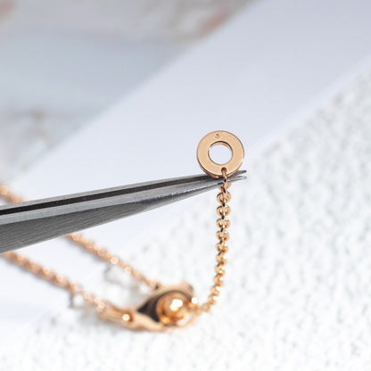 [Panda Jewelry]ZERO 1 WHITE CERAMIC PINK GOLD DIAMOND NECKLACE