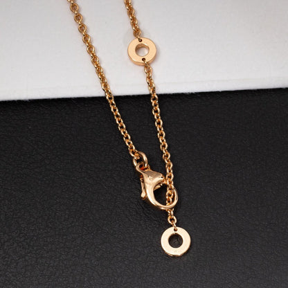 [Panda Jewelry]ZERO 1 WHITE CERAMIC PINK GOLD DIAMOND NECKLACE