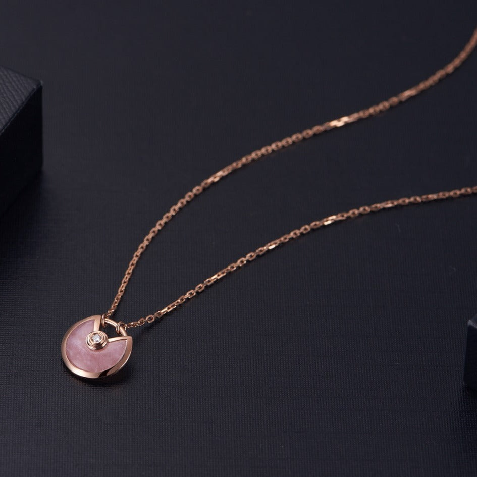 [Panda Jewelry]AMULETTE ROSE GOLD PINK MOP NECKLACE