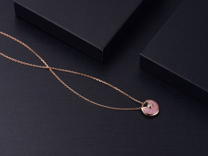 [Panda Jewelry]AMULETTE ROSE GOLD PINK MOP NECKLACE