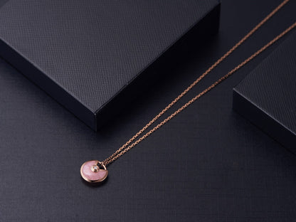 [Panda Jewelry]AMULETTE ROSE GOLD PINK MOP NECKLACE