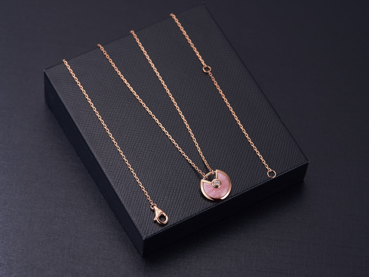 [Panda Jewelry]AMULETTE ROSE GOLD PINK MOP NECKLACE