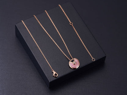 [Panda Jewelry]AMULETTE ROSE GOLD PINK MOP NECKLACE