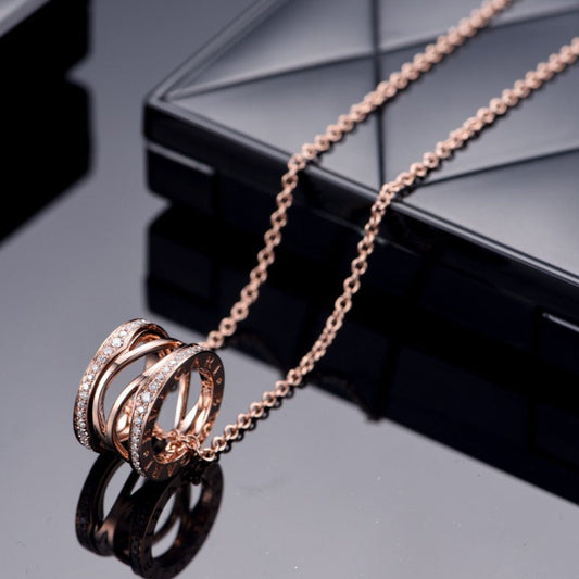 [Panda Jewelry]ZERO 1 PINK GOLD DIAMOND OPEN NECKLACE