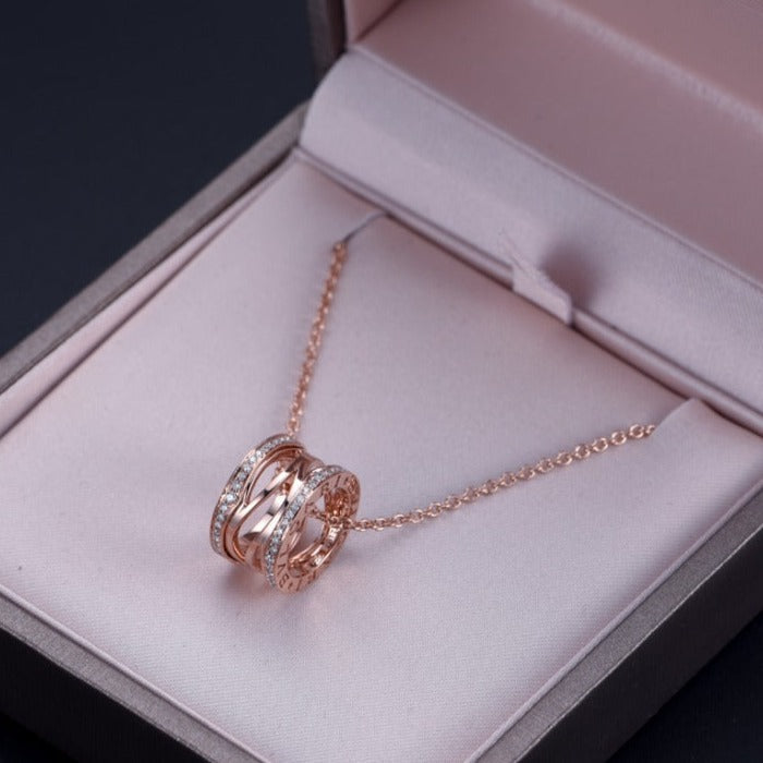 [Panda Jewelry]ZERO 1 PINK GOLD DIAMOND OPEN NECKLACE