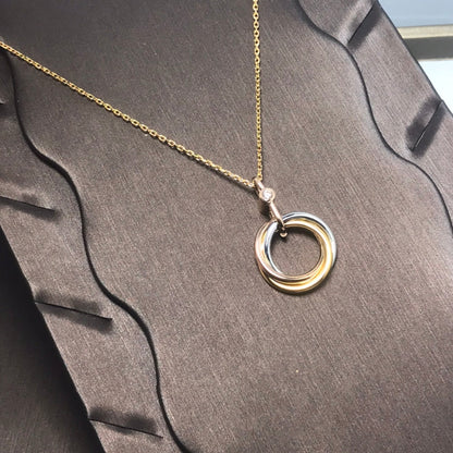 [Panda Jewelry]TRINITY SILVER GOLD PINK GOLD NECKLACE