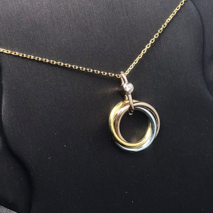 [Panda Jewelry]TRINITY SILVER GOLD PINK GOLD NECKLACE