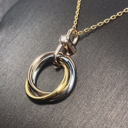 [Panda Jewelry]TRINITY SILVER GOLD PINK GOLD NECKLACE