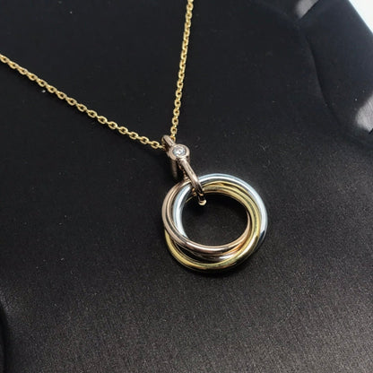 [Panda Jewelry]TRINITY SILVER GOLD PINK GOLD NECKLACE