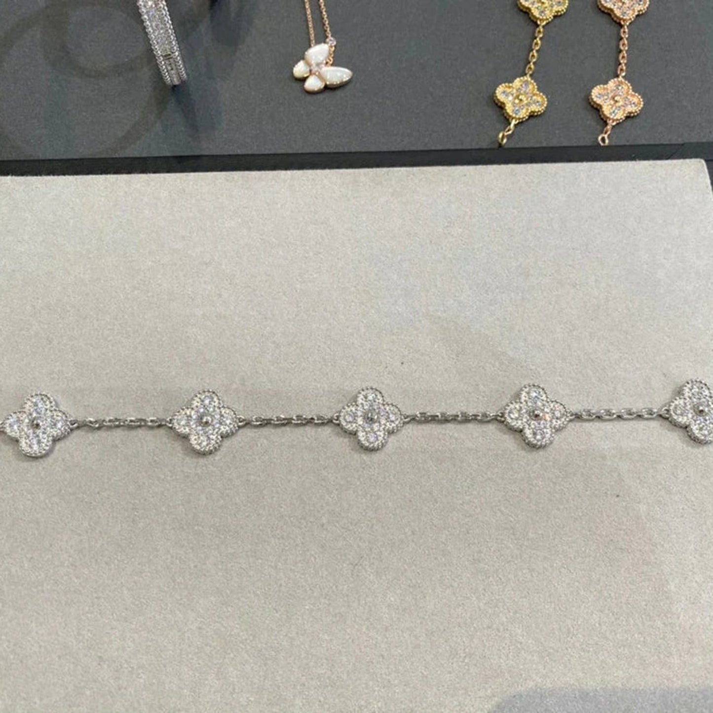 [StPanda Jewelryar Jewelry] CLOVER 5 MOTIF FULL DIAMOND BRACELET COLLECTION