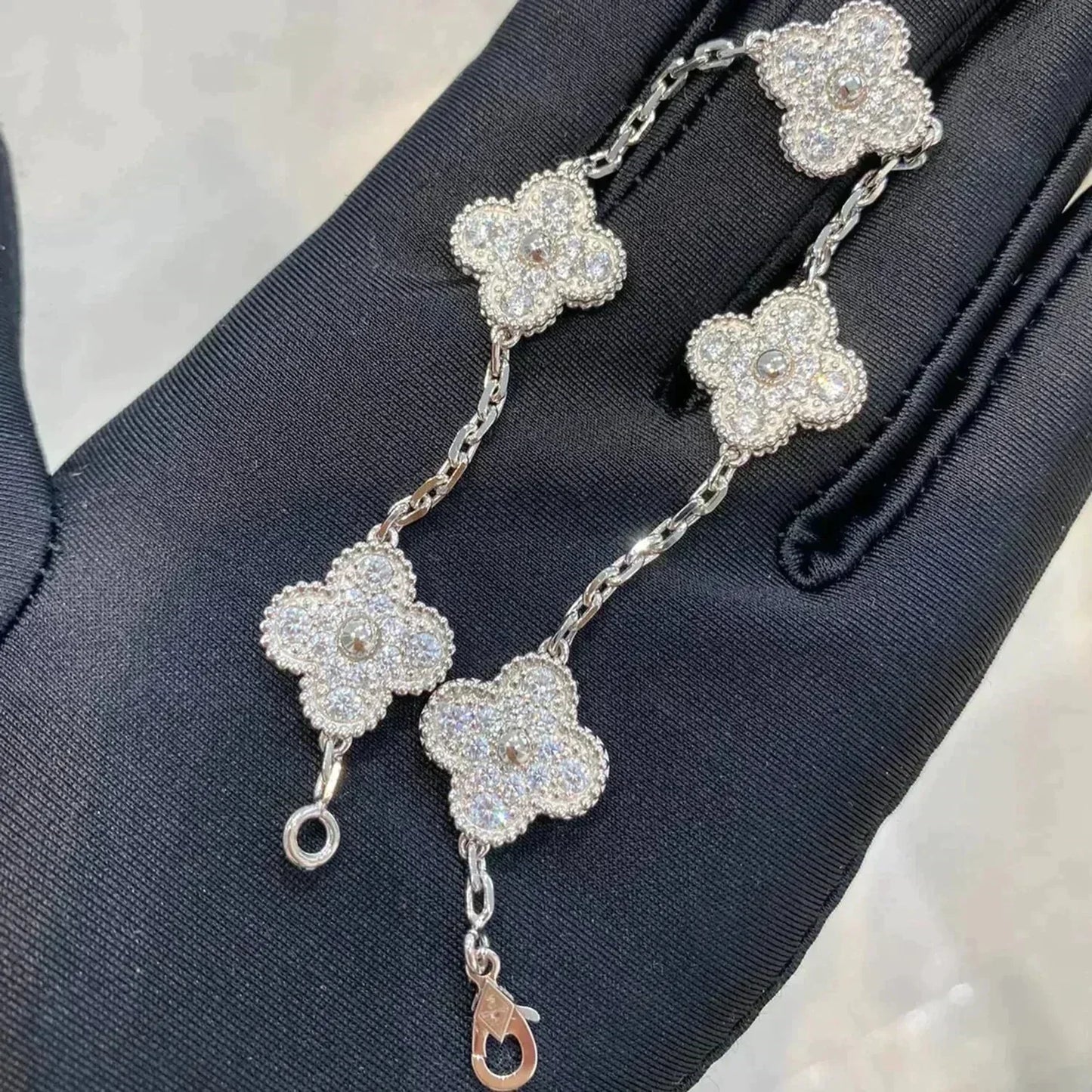 [StPanda Jewelryar Jewelry] CLOVER 5 MOTIF FULL DIAMOND BRACELET COLLECTION