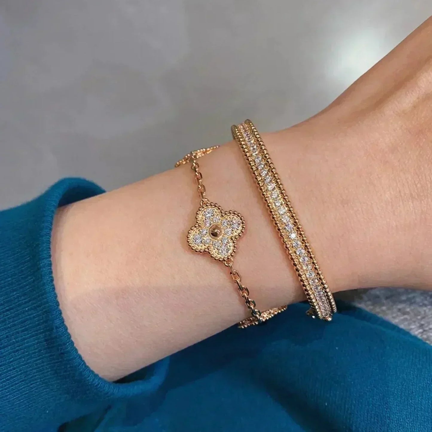 [StPanda Jewelryar Jewelry] CLOVER 5 MOTIF FULL DIAMOND BRACELET COLLECTION