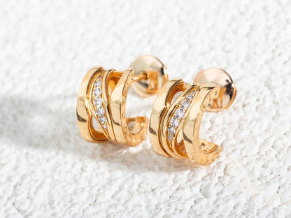 [Panda Jewelry]ZERO 1 PINK GOLD DIAMONDS EARRINGS