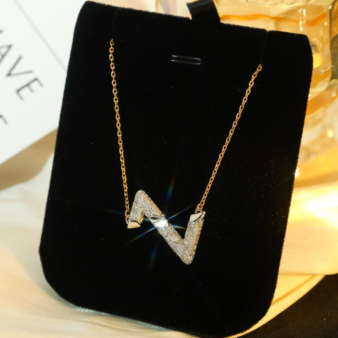 [Panda Jewelry]VOLT SILVER DIAMOND PEDANT NECKLACE