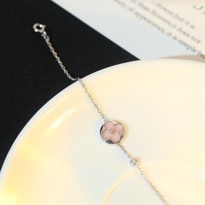 [Panda Jewelry]SUN MOTIF PINK MOP SILVER BRACELET