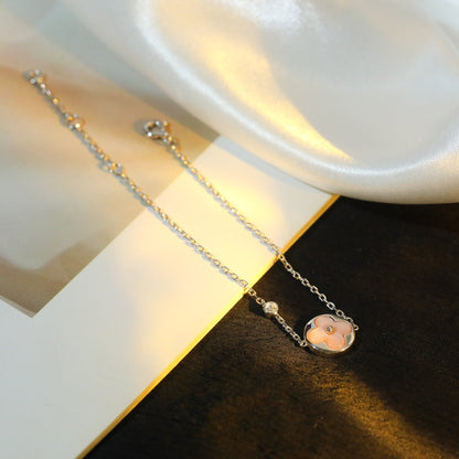 [Panda Jewelry]SUN MOTIF PINK MOP SILVER BRACELET