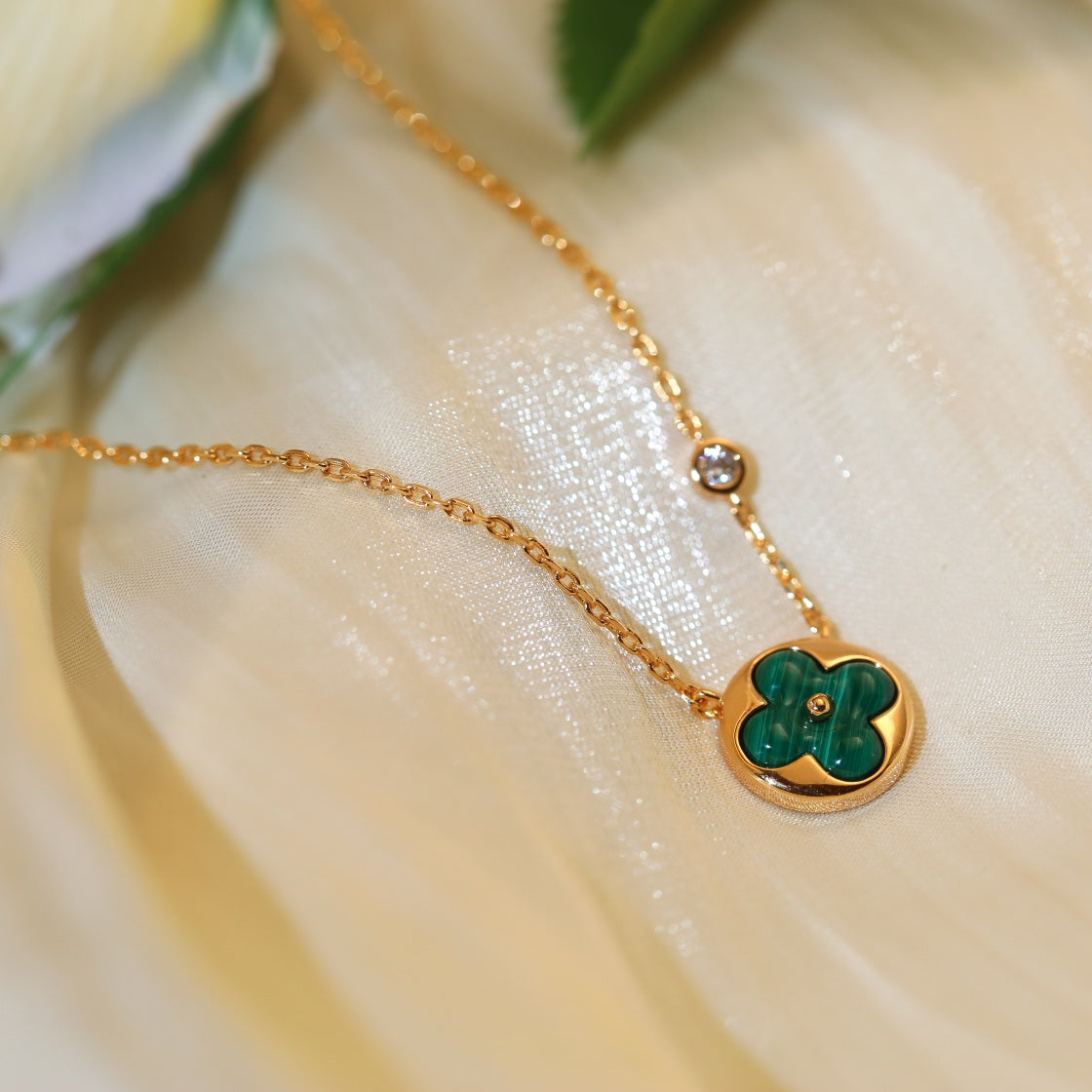 [Panda Jewelry]SUN PEDANT PINK GOLD 1 DIAMOND NECKLACE