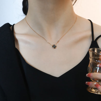 [Panda Jewelry]SUN PEDANT PINK GOLD 1 DIAMOND NECKLACE