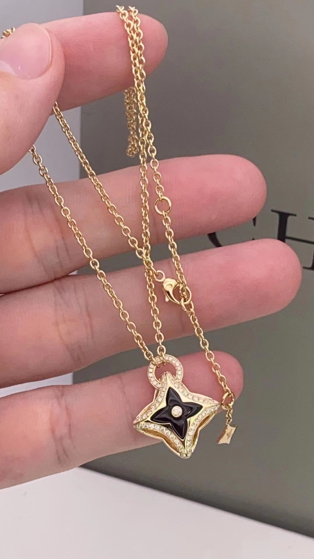 [Panda Jewelry]STAR PEDANT PINK GOLD DIAMOND NECKLACE