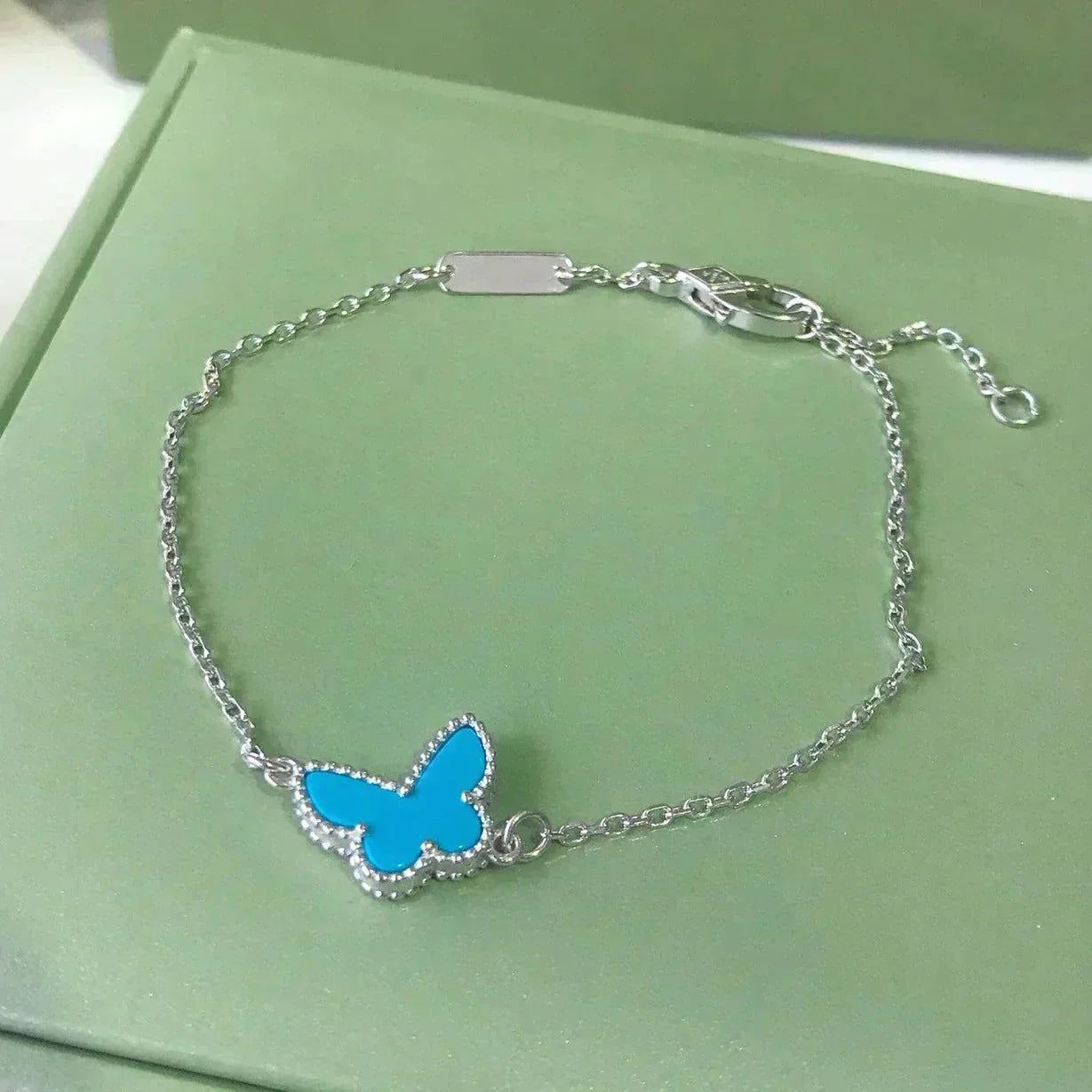 [Panda Jewelry]BUTTERFLY TURQUOISE BUTTERFLY BRACELET SILVER