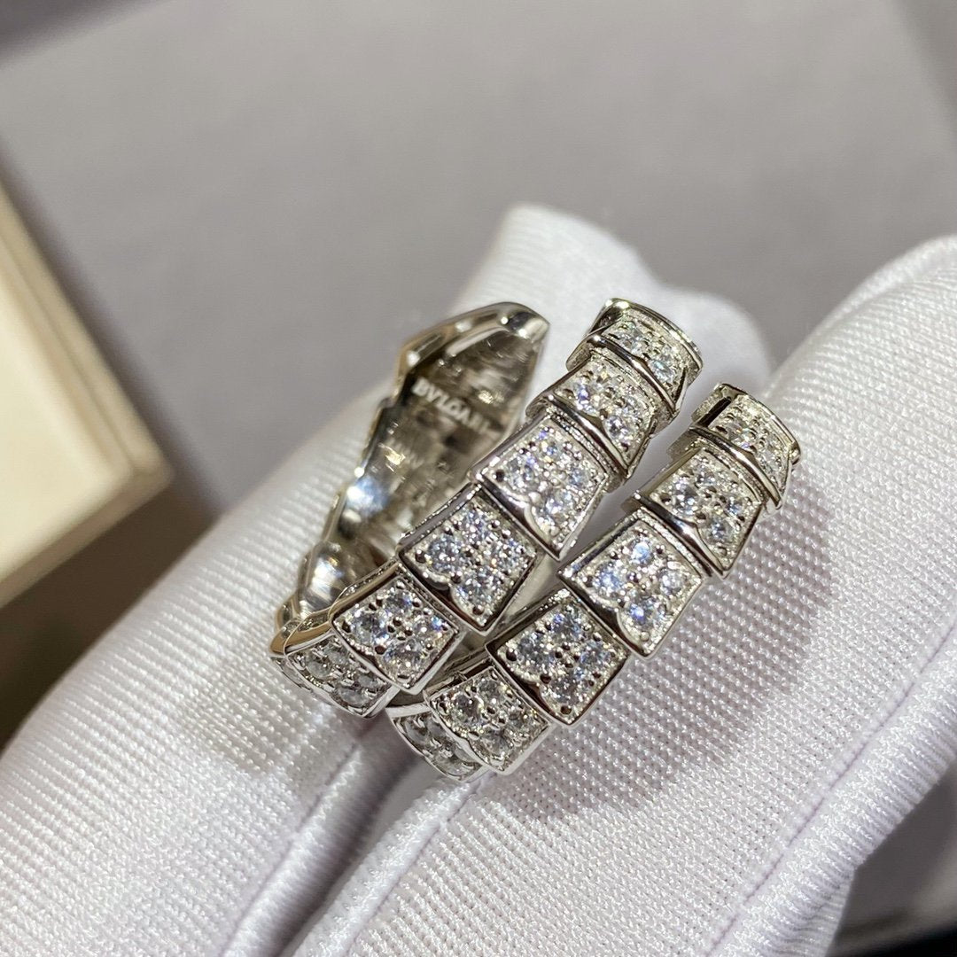 [Panda Jewelry]SERPENTI DOUBLE RING SILVER DIAMOND PAVED