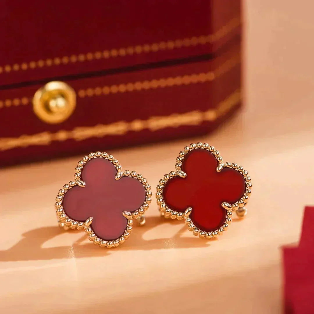 [Panda Jewelry]CLOVER MEDIUM 1 MOTIFS CARNELIAN  EARRINGS
