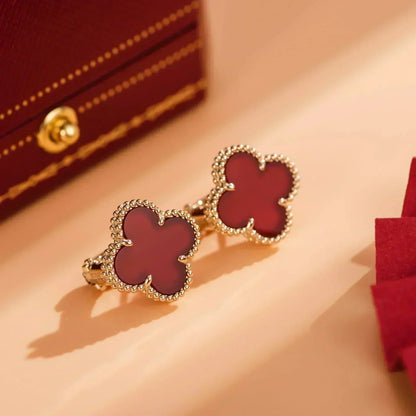 [Panda Jewelry]CLOVER MEDIUM 1 MOTIFS CARNELIAN  EARRINGS