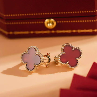 [Panda Jewelry]CLOVER MEDIUM 1 MOTIFS CARNELIAN  EARRINGS