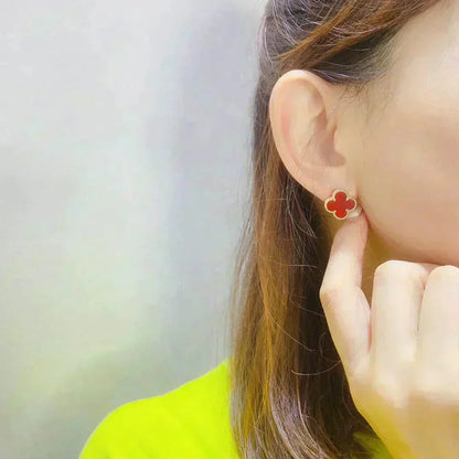 [Panda Jewelry]CLOVER MEDIUM 1 MOTIFS CARNELIAN  EARRINGS