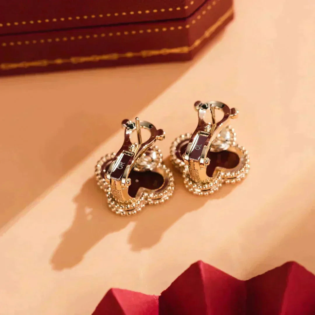 [Panda Jewelry]CLOVER MEDIUM 1 MOTIFS CARNELIAN  EARRINGS