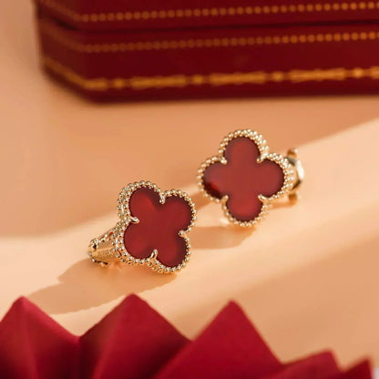 [Panda Jewelry]CLOVER MEDIUM 1 MOTIFS CARNELIAN  EARRINGS
