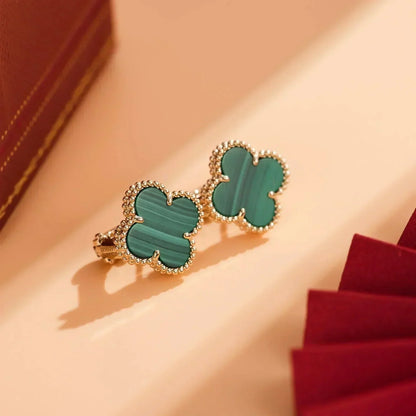 [Panda Jewelry]CLOVER MEDIUM 1 MOTIFS MALACHITE  EARRINGS
